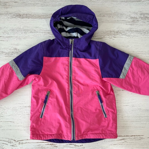 HANNA ANDERSSON Nylon Waterproof Fleece Lined Hooded Jacket Reflective 5 Pink - Picture 4 of 11